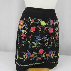 Sugar Lips Black Floral Embroidered Skirt Medium